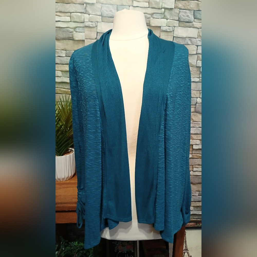 No Boundaries Teal Open-Front Lightweight Cardigan